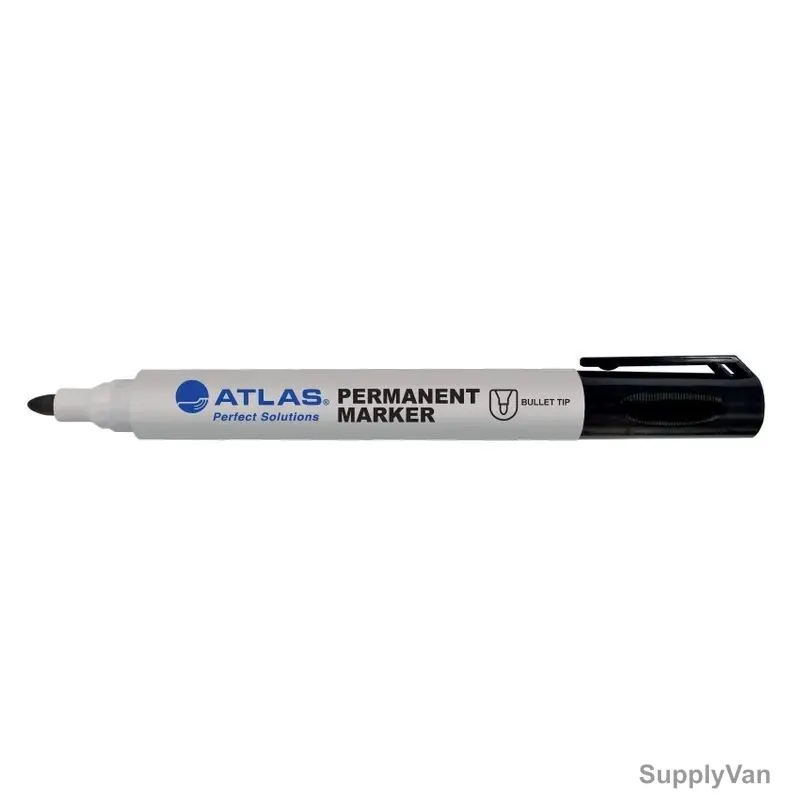 Atlas Permanent Marker, AS-MP100-BK, 2.2-2.8MM Tip Size, Black, 12 Pcs/Pack