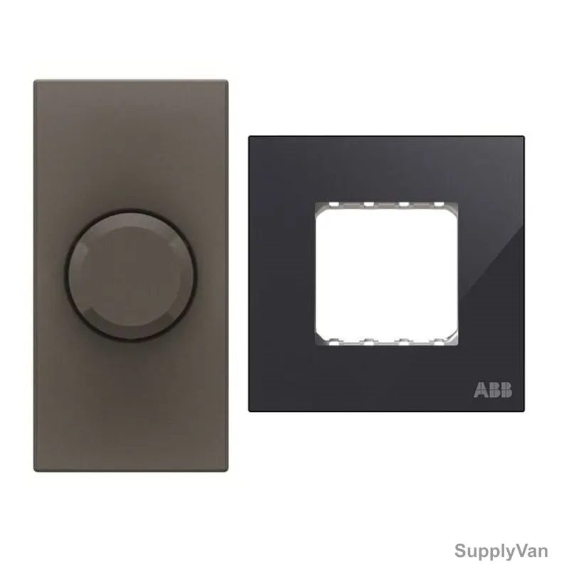 ABB Rotary Dimmer With Half/Double Rocker Frame, AMD60322-AN-plus-AMD5144-BG, Millenium, 1 Module, 1 Gang, 2 Pcs/Set — image 1