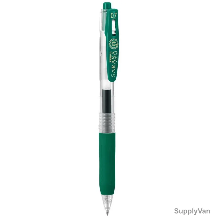 Zebra Clip Pen, JJB15-G, Sarasa, 0.7MM Tip Size, Green, 10 Pcs/Pack