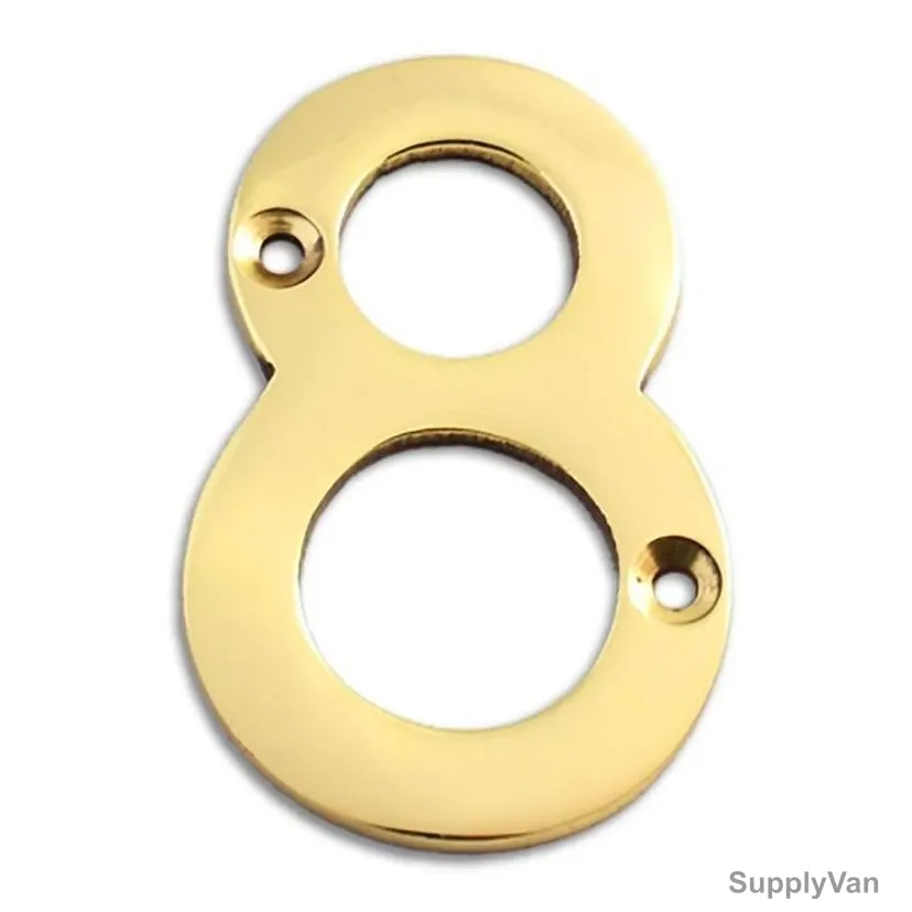 Brass Plated House Door Number "8", KT-1759, 2 Inch, Aluminium, Gold
