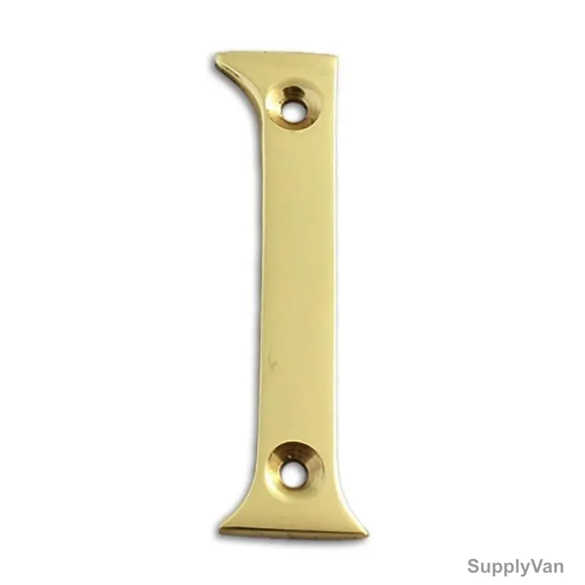 Brass Plated House Door Number "1", KT-1752, 2 Inch, Aluminium, Gold