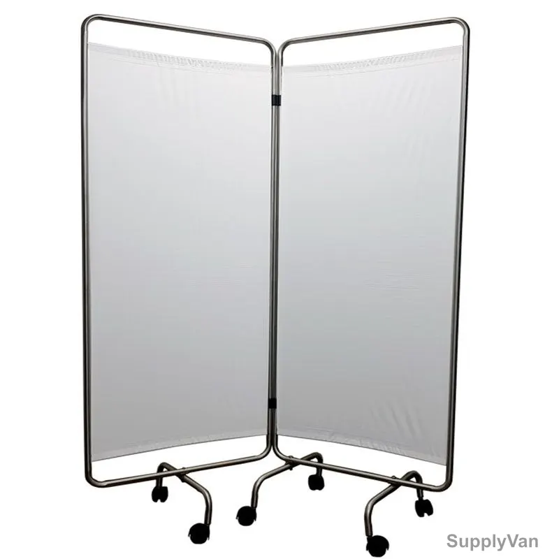 DP Metallic Two Folds Ward Screen, Stainless Steel/PVC, 122CM Width, Silver/White