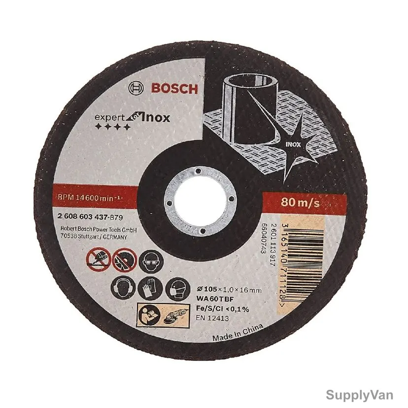 Bosch Expert Inox Cutting Disc, 2608603437, 1MM Thk, 16MM Bore Dia x 105MM Dia