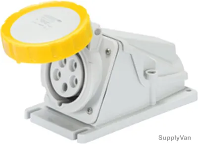 Gewiss 90 Deg Surface Mount Socket Outlet, GW62496, IP67, 16A, 2P+E, White-Yellow