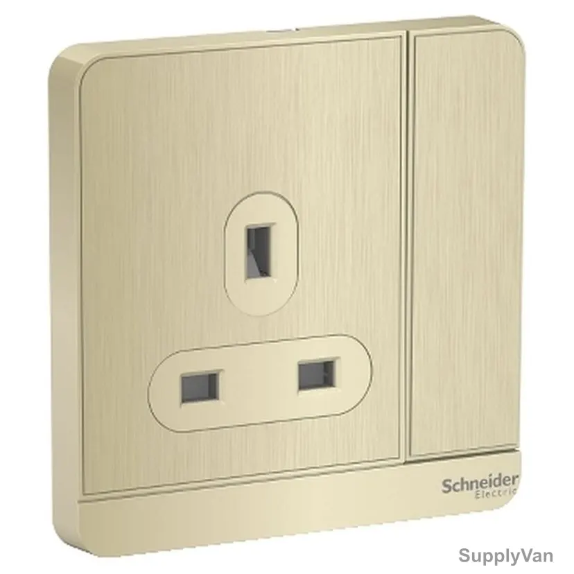 Schneider Electric Switched Socket, E8315N-GH-G12, AvatarOn, 3P, 13A, 250VAC, Metal Gold Hairline