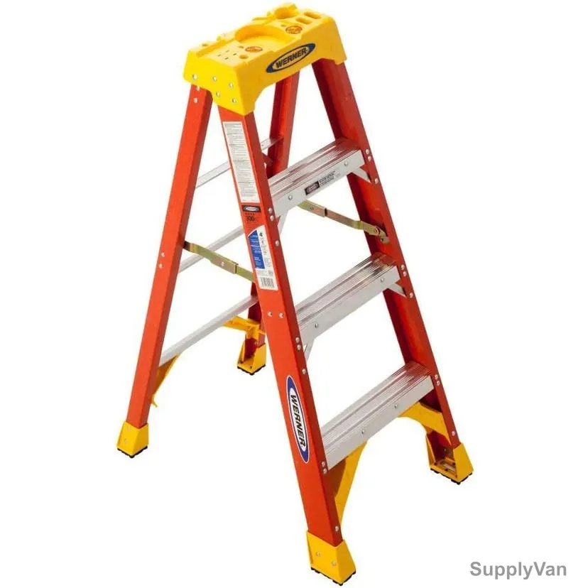 Werner Single Sided Step Ladder, 6204, Fiberglass, 4 Feet Height, 136 Kg Weight Capacity