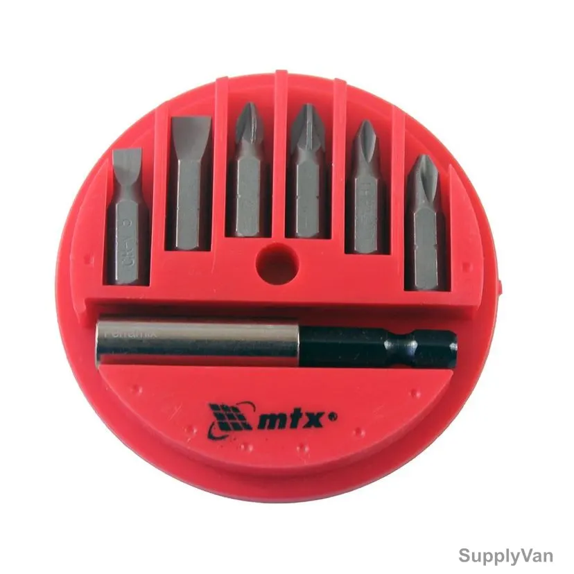 Mtx Screwdriver Bit Set With Magnetic Adapter, 113929, Carbon Steel, 7 Pcs/Set — image 1