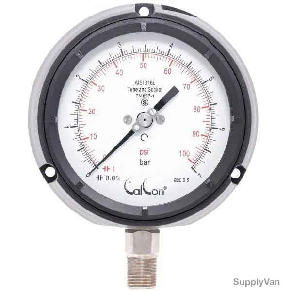 Calcon Pressure Gauge, CC21A, 125MM, 1/2 Inch, NPT, 0-7 Bar