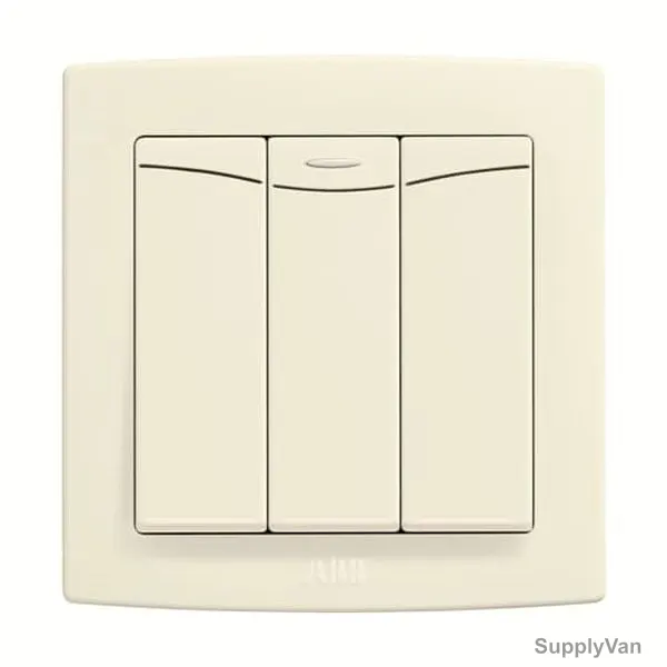 ABB Electrical Switch With LED, AC175-82, Concept BS, 3 Gang, 2 Way, 250V, 16A, Ivory White