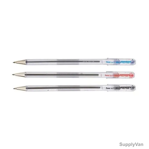 Pentel Superb Ball Point Pen Set, PE-BK77-03ABC, 0.7MM Tip, Black/Red/Blue, 3 Pcs/Set