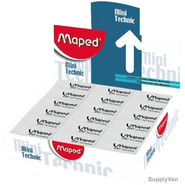Maped Mini Tecnic Eraser, MD-011300, White, 36 Pcs/Pack