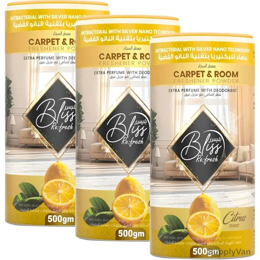 Swish Super Bliss Fresh Carpet Deodorizer and Room Freshener Powder, Fresh Citrus, 500GM, 3 Pcs/Pack — image 1