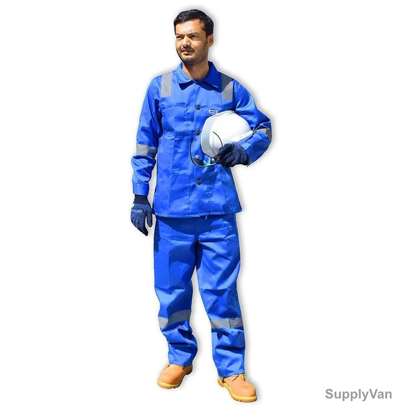 Ameriza Safety Pant and Shirt With Reflective Tapes, Chief PS Tapes, 100% Twill Cotton, 2XL, Petrol Blue