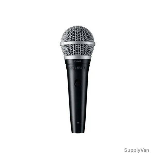 Shure Cardioid Dynamic Vocal Microphone With On/Off Switch, PGA48-XLR-E, 70 to 15000Hz, Black