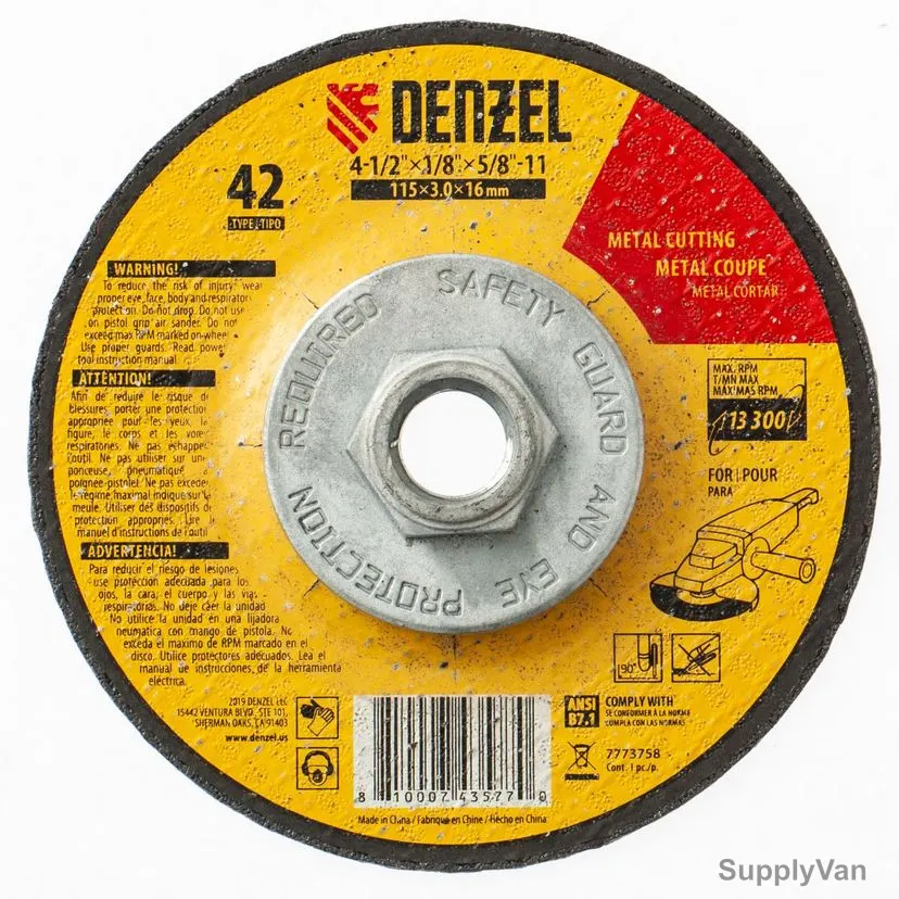 Denzel Metal Grinding Wheel, 7773758, Type 42, 115 x 3.0 x 16MM — image 1