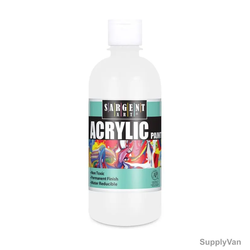 Sargent Art Acrylic Paint, SA24-2496, 16 Oz, White