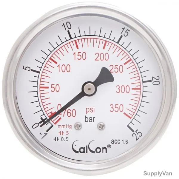Calcon Pressure Gauge, CC10D, 63MM, 1/4 Inch, NPT, -1-25 Bar