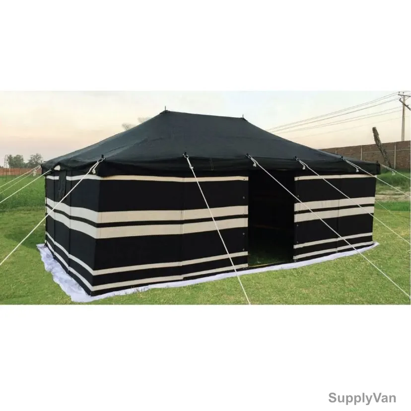 Arabic Deluxe Tent, AMT-113-1, Iron Stick, 6 x 4 Yard, Black/White