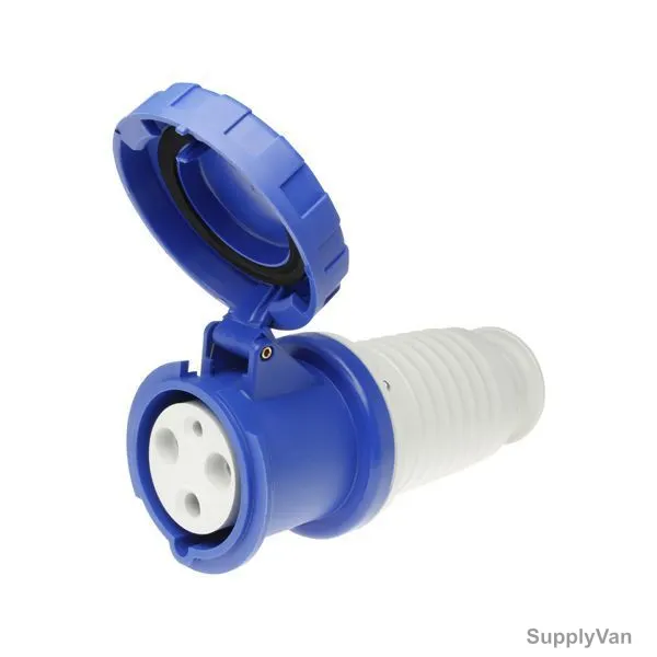 Gewiss Straight Connector, GW63048, IP67, 63A, 2P+E, Blue