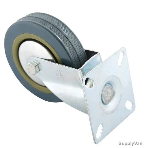 Industrial Swivel Plate Caster Wheel, 4 Inch, Metal, Silver