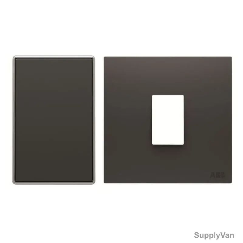 ABB Push Button Switch With Rocker Switch Frame, AMD43020-SB+AMD5120-SB, 1 Gang, 1 Way, 10A, Silk Black — image 1