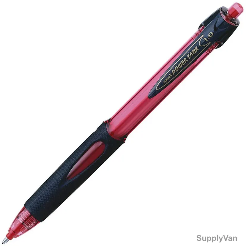 Uni-Ball Retractable Ball Point Pen, SN220-RD, Power Tank, 1.0MM Tip, Red, 12 Pcs/Pack
