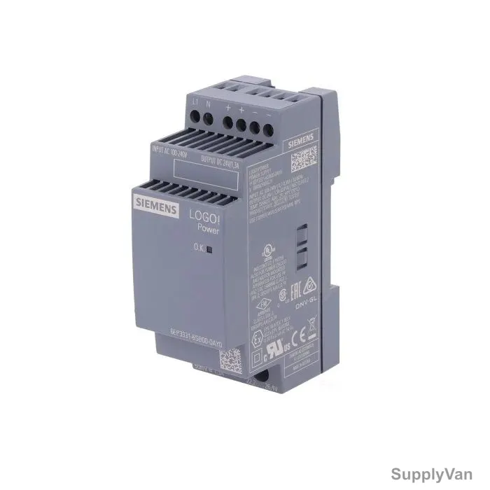 Siemens LOGO! Stabilized Power Supply, 6EP3331-6SB00-0AY0, 31W, Input 100-240VAC, Output 24VDC, 1.3A