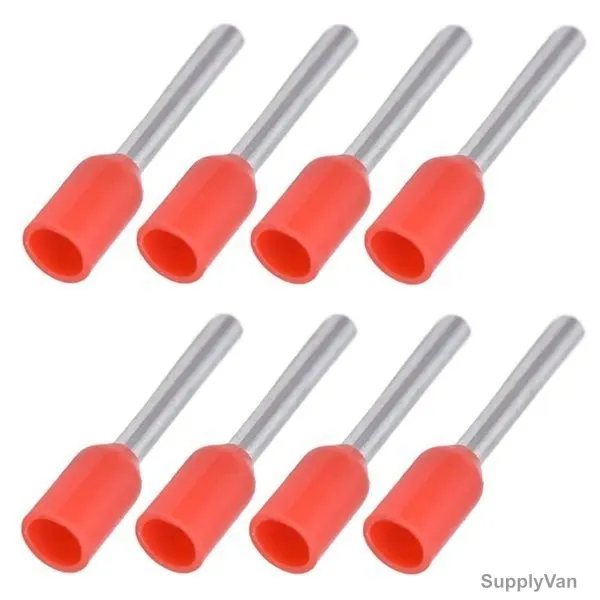 Bootlace Ferrule, E0508, 22 AWG, 0.5 SQ.MM x 8MM Length, Red, 100 Pcs/Pack