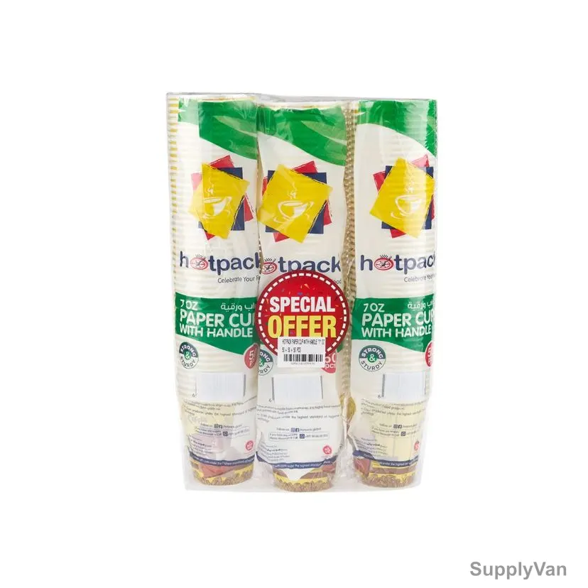 Hotpack Disposable Paper Cup With Handle, PPPC7HHPX3, 7 Oz, Multicolor, 150 Pcs/Pack