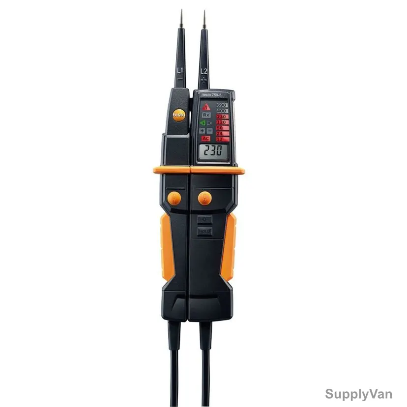 Testo Electrical Voltage Tester, 750-3, 12-690V, Black/Orange — image 1