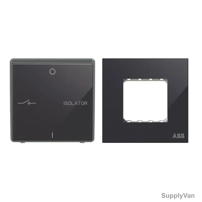 ABB Fan Isolator With Double Rocker Frame, AMD13444-BG+AMD5144-BG, Millenium, 3P, 10A, Black Glass — image 1