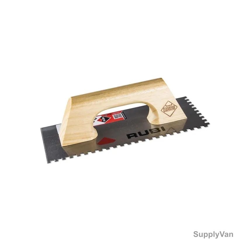 Rubi Notched Tiling Trowel With Wooden Handle, 65982, 12CM Width x 28CM Length