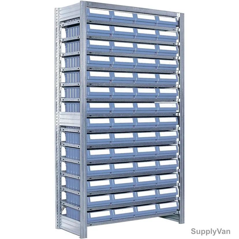 Bito Boltless Shelving With Shelf Trays, SKR6209A, 14 Shelves, 1850 x 1008MM, Blue