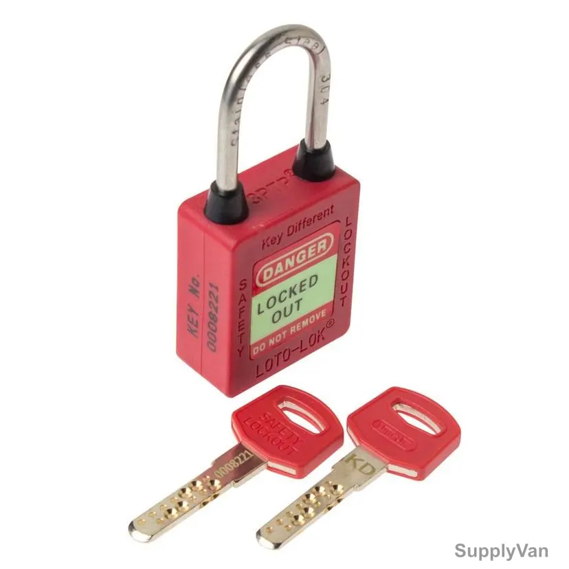 Loto-Lok Three Point Traceability Padlock, 3PTPRKDR40, Nylon and Stainless Steel, 40 x 5MM, Red