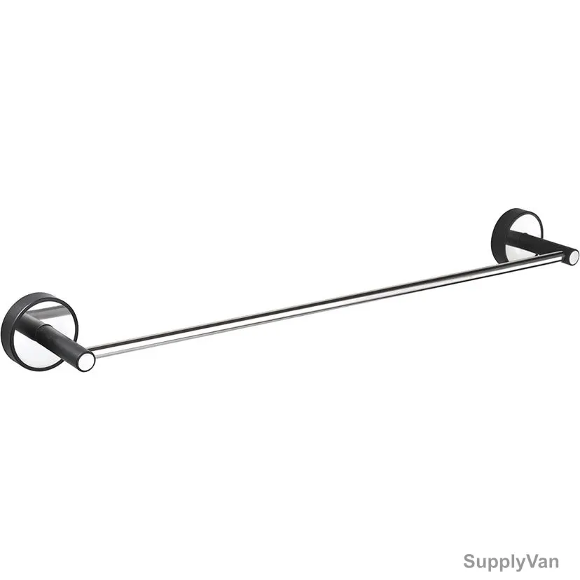 Kapitan Towel Bar, 62-60, Optimo, Stainless Steel/ABS, Polished, 60CM Width, Silver/Black — image 1