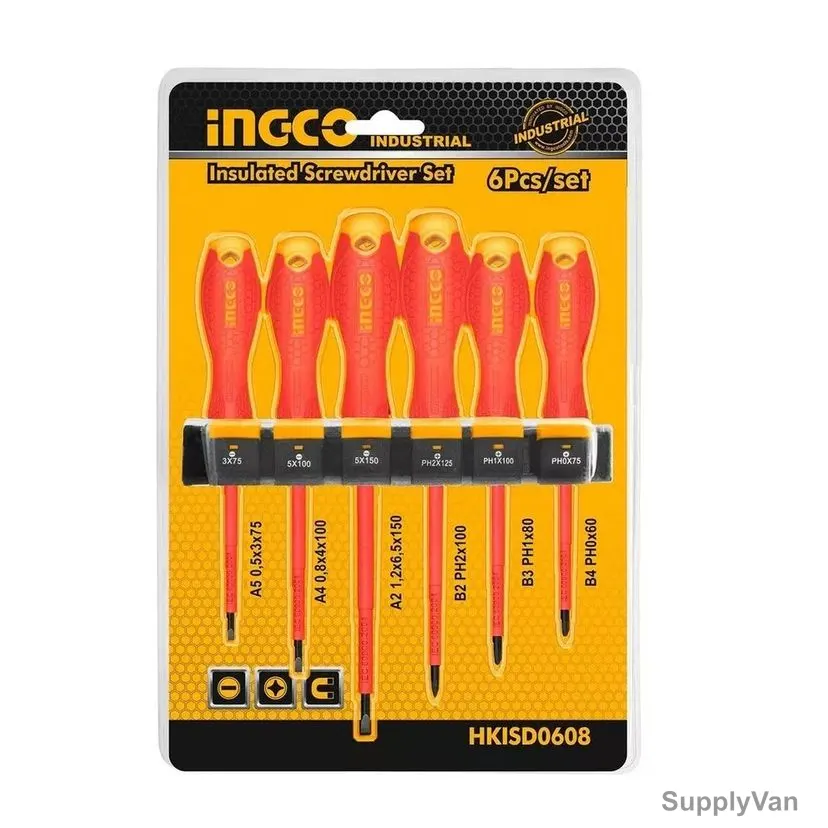 Ingco Insulated Screwdriver Set, HKISD0608, 6 Pcs/Set