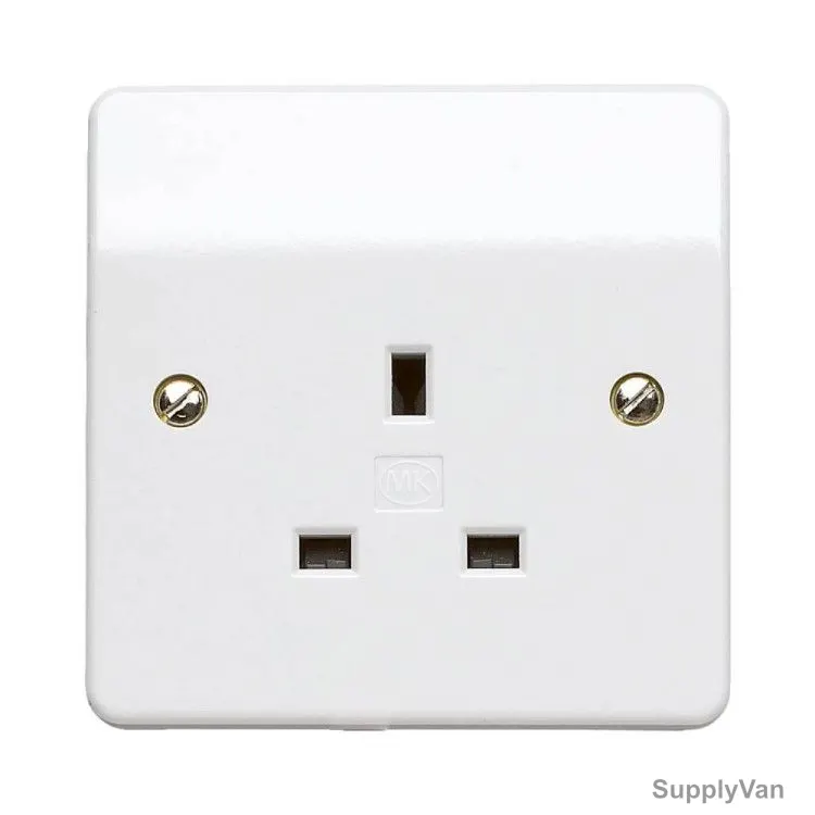 Mk Unswitched Socket, K780WHI, Logic Plus, 13A, 1 Gang, Plastic, White — image 1
