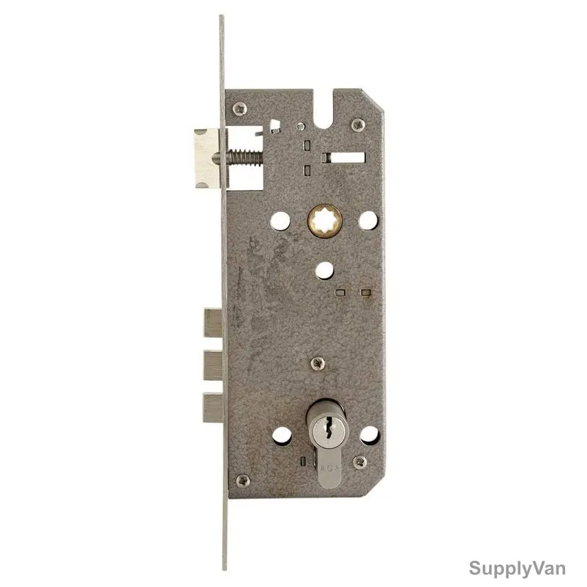 ACS 3 Cylinder Door Bolt W/ Lock Body, AS-2010B-S, Brass, Silver