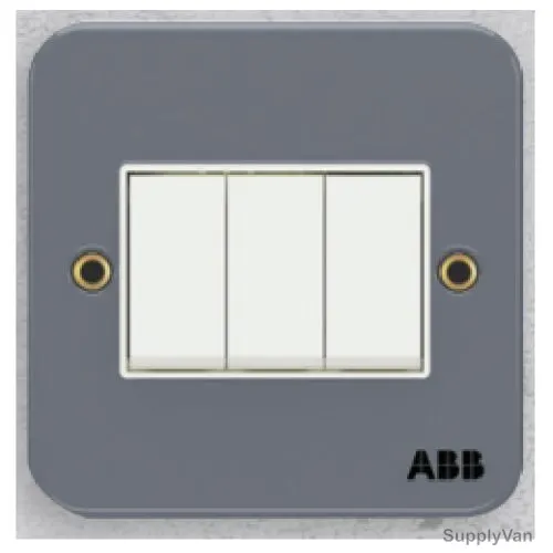 Abb Electrical Switch, BM103, Metal Clad Series, Urea/Metal, 3 Gang, 1 Way, 10A — image 1