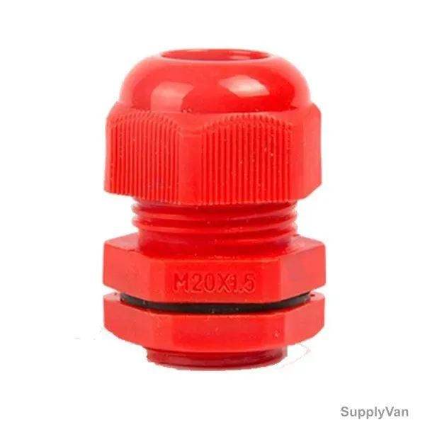 PVC Cable Gland, M20 Thread Size, 6-12MM Cable Size, Red, 100 Pcs/Pack
