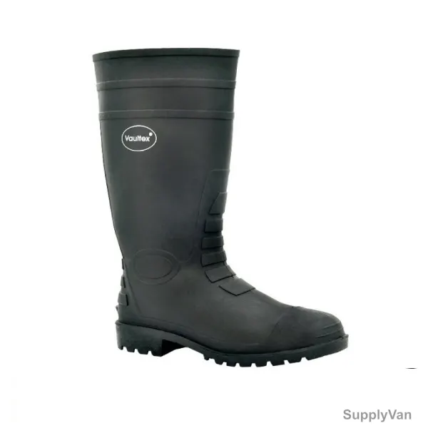 Vaultex Rainboots With Steel Toe, RBT, PVC, Size46, Black