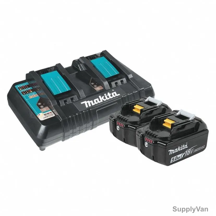 Makita Li-Ion Battery and Charger Kit, BL1850BDC18RD, LXT, 18+18V, 5Ah