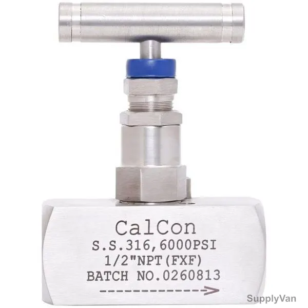 Calcon Needle Valve, 6000 Psi, 1/2 Inch, FNPT