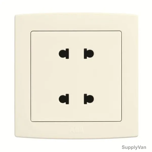 ABB Double Euro-American Unswitched Socket, AC212-82, Concept BS, 2 Gang, 250V, 10A, Ivory White