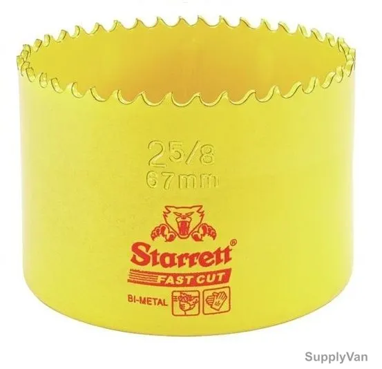 Starrett Hole Saw, FCH0258, High Speed Steel, 67MM, 5.5 TPI, Yellow