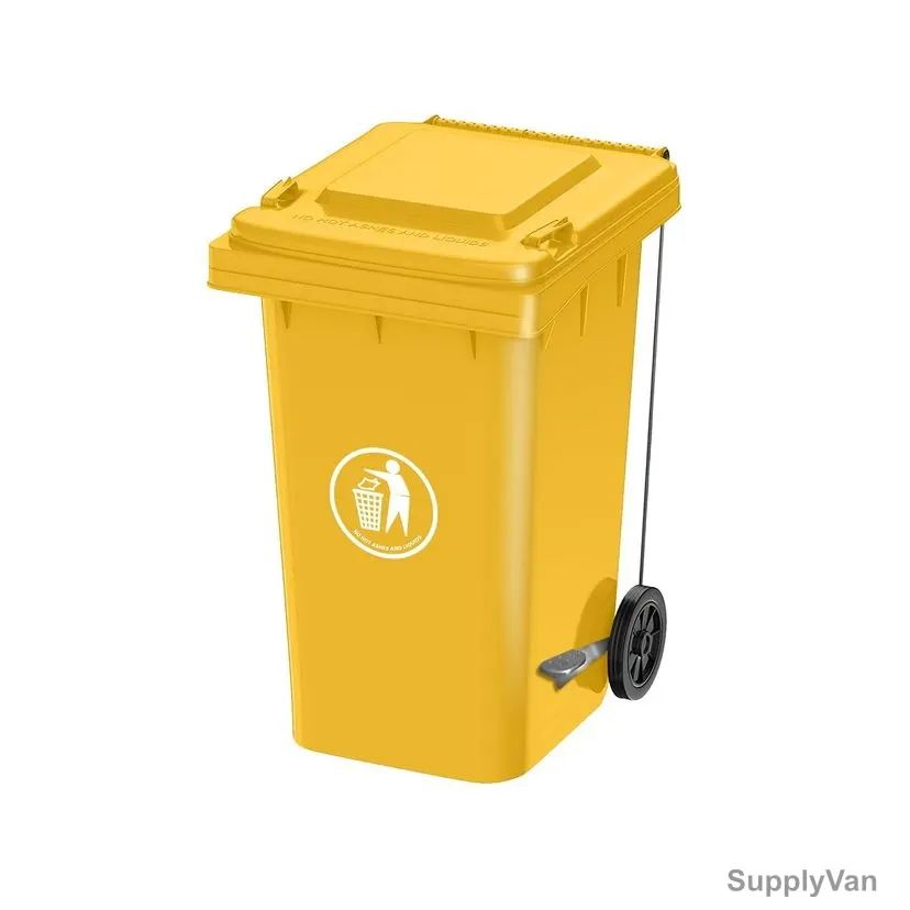 Garbage Bin With Side Pedal, 120 Ltrs, Yellow