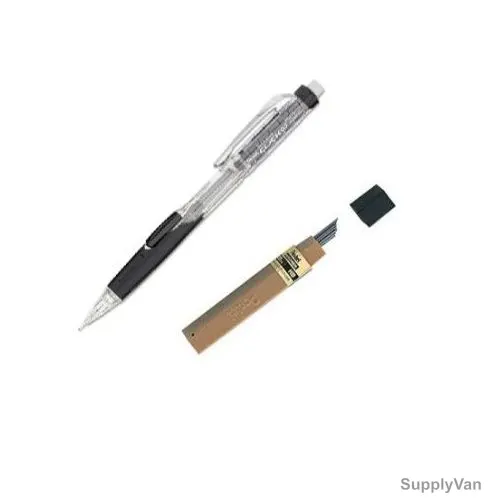 Pentel Twist Eraser Click Mechanical Pencil With Lead, PEP-PACK-067, 0.5MM, Black, 2 Pcs/Set