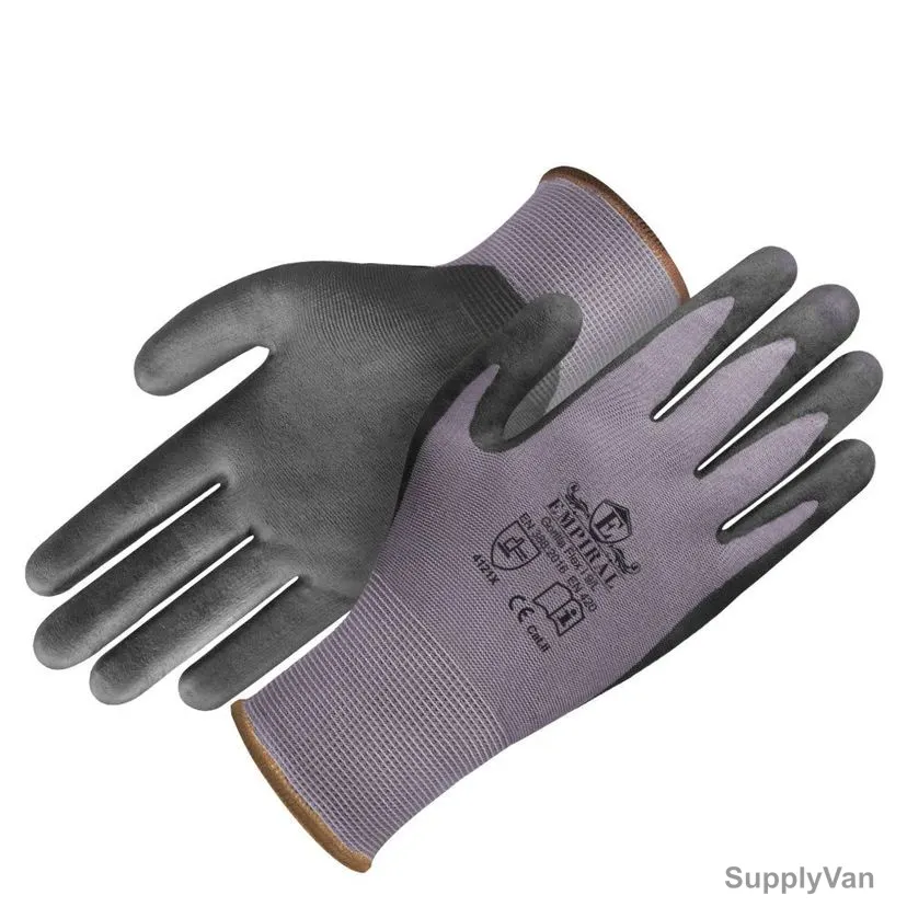 Empiral Nitrile Palm Coated Gloves, Gorilla Flex I, Microfoam, M, Grey/Black
