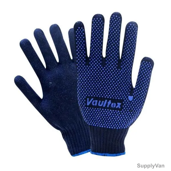 Vaultex Single Side Dotted Gloves, CRD, Free Size, Blue, PK12