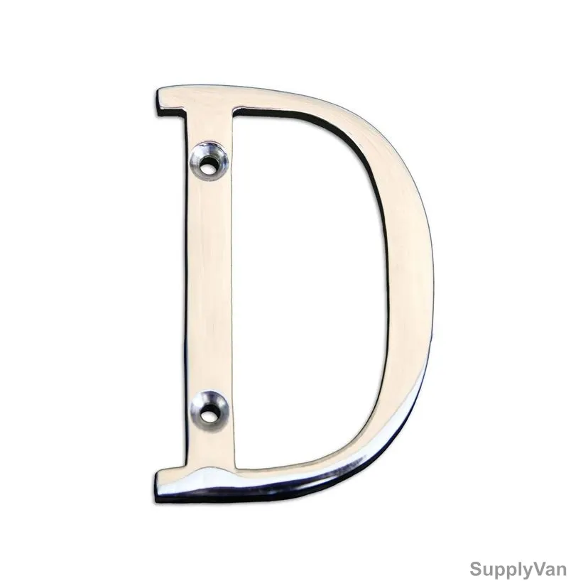 Chrome Plated House Door Letter "D", KT-1994, 2 Inch, Aluminium, Silver
